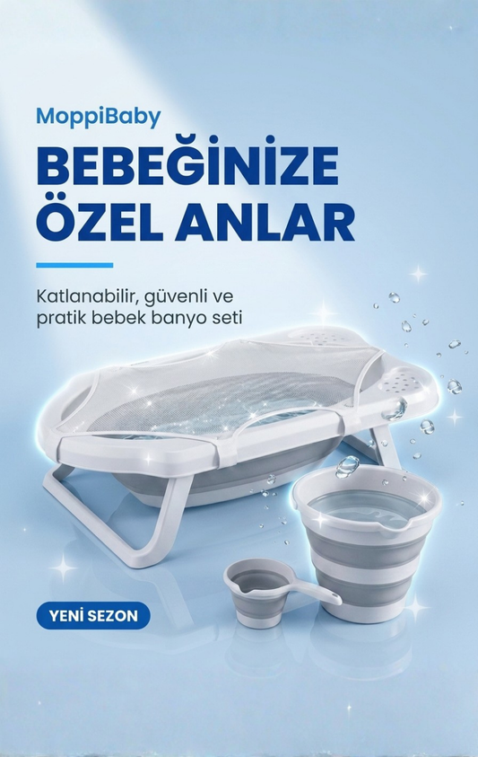 Katlanır Bebek Küveti Seti & Kova ve Maşrapa Dahil