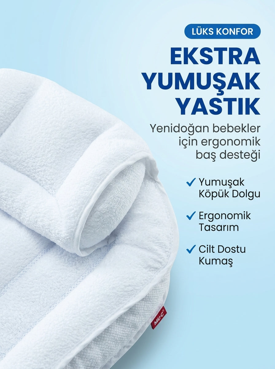 Ultra Lüx Kafa Yastıklı Köpük File - Bebek Banyo Filesi (Katlanır Küvet ile Uyumlu) Beyaz