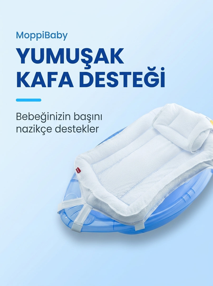 Ultra Lüx Kafa Yastıklı Köpük File - Bebek Banyo Filesi (Katlanır Küvet ile Uyumlu) Beyaz