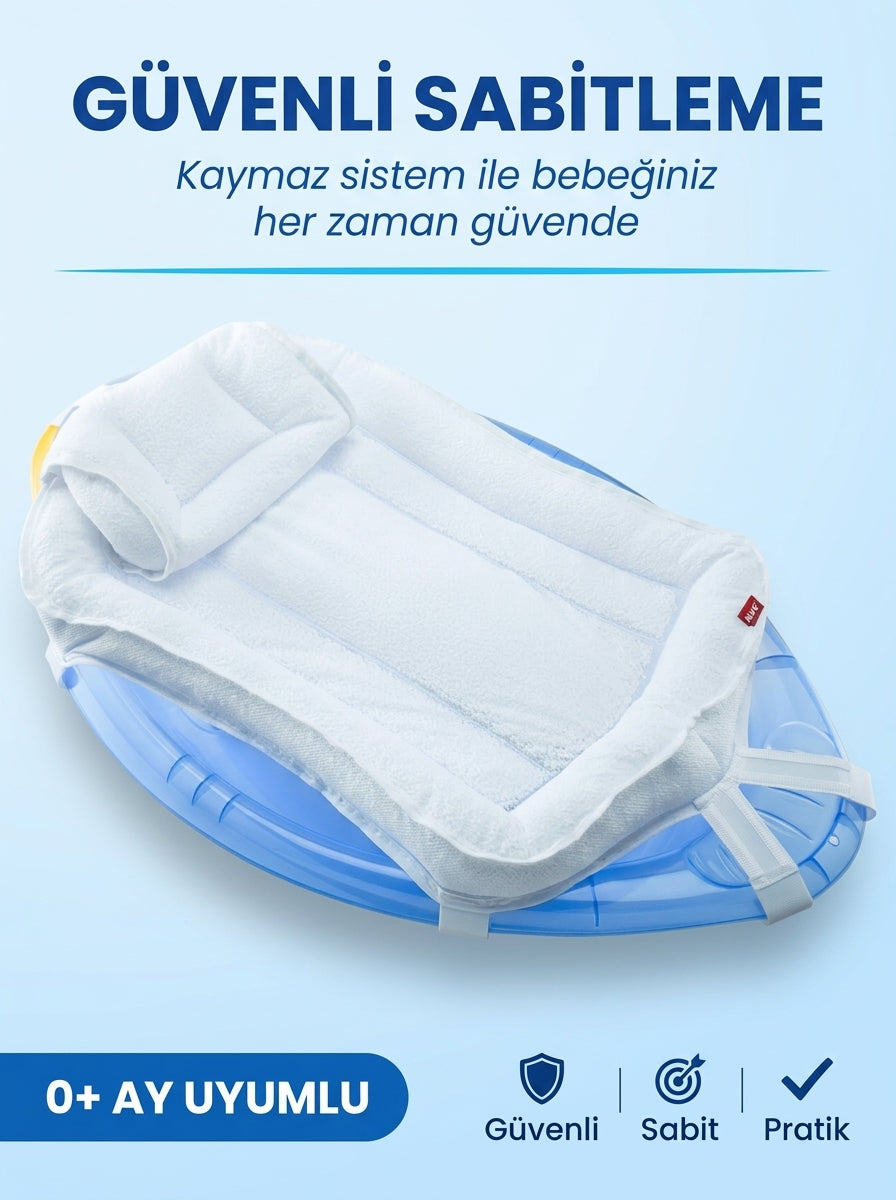 Ultra Lüx Kafa Yastıklı Köpük File - Bebek Banyo Filesi (Katlanır Küvet ile Uyumlu) Beyaz