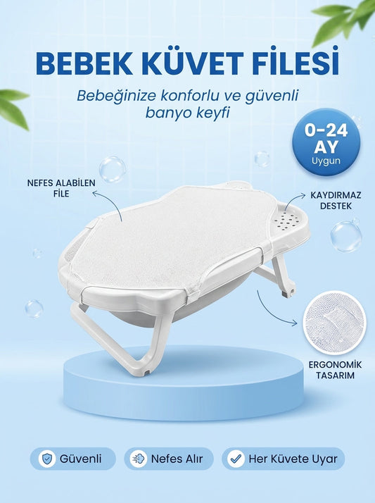 Bebek Küvet Filesi - Kaydırmaz Güvenli Banyo Desteği (0-24 Ay)
