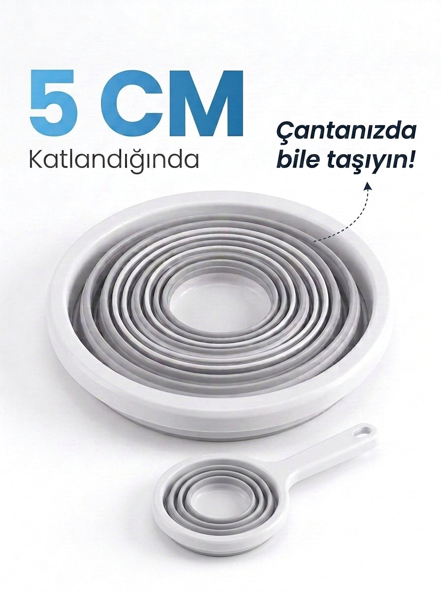 Katlanabilir Silikon Kova & Maşrapa Seti - 12L Kova + 1L Maşrapa  (Banyo, Seyahat & Bebek Bakımı)